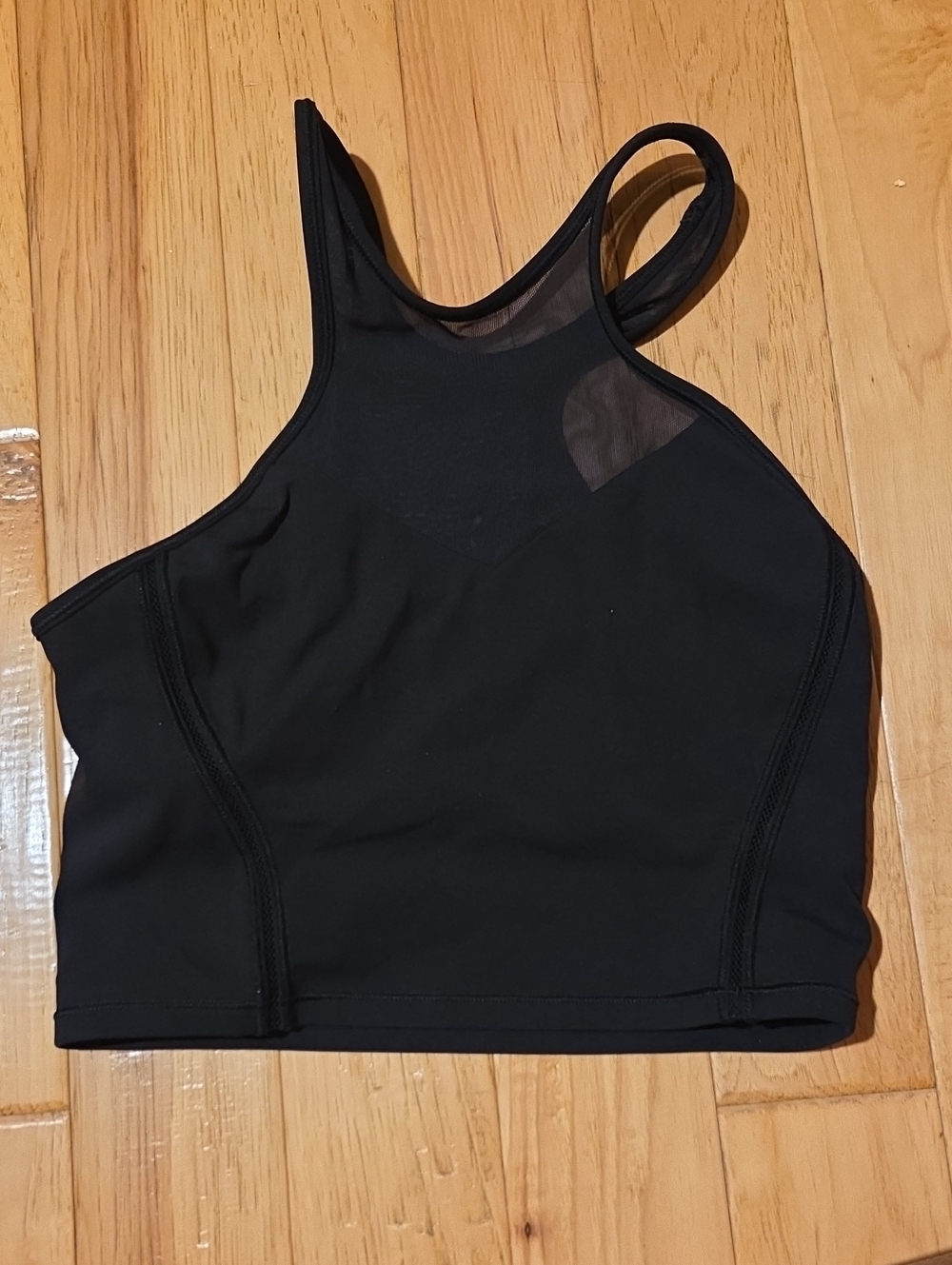 lululemon athletica Black High-Neck Mesh-Inset Crop Sports Bra
